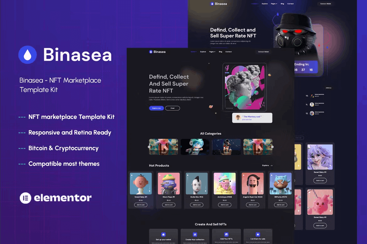 قالب بيناسيا للعملات الرقمية والبلوك تشين