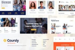 COURSLY | OFFLINE COURSE ELEMENTOR TEMPLATE KIT – تعليم وتدريب