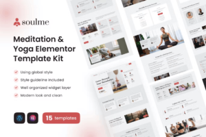 SOULME YOGA MEDITATION & WELLNESS MINDFULNESS ELEMENTOR TEMPLATE KIT – قوالب احترافية